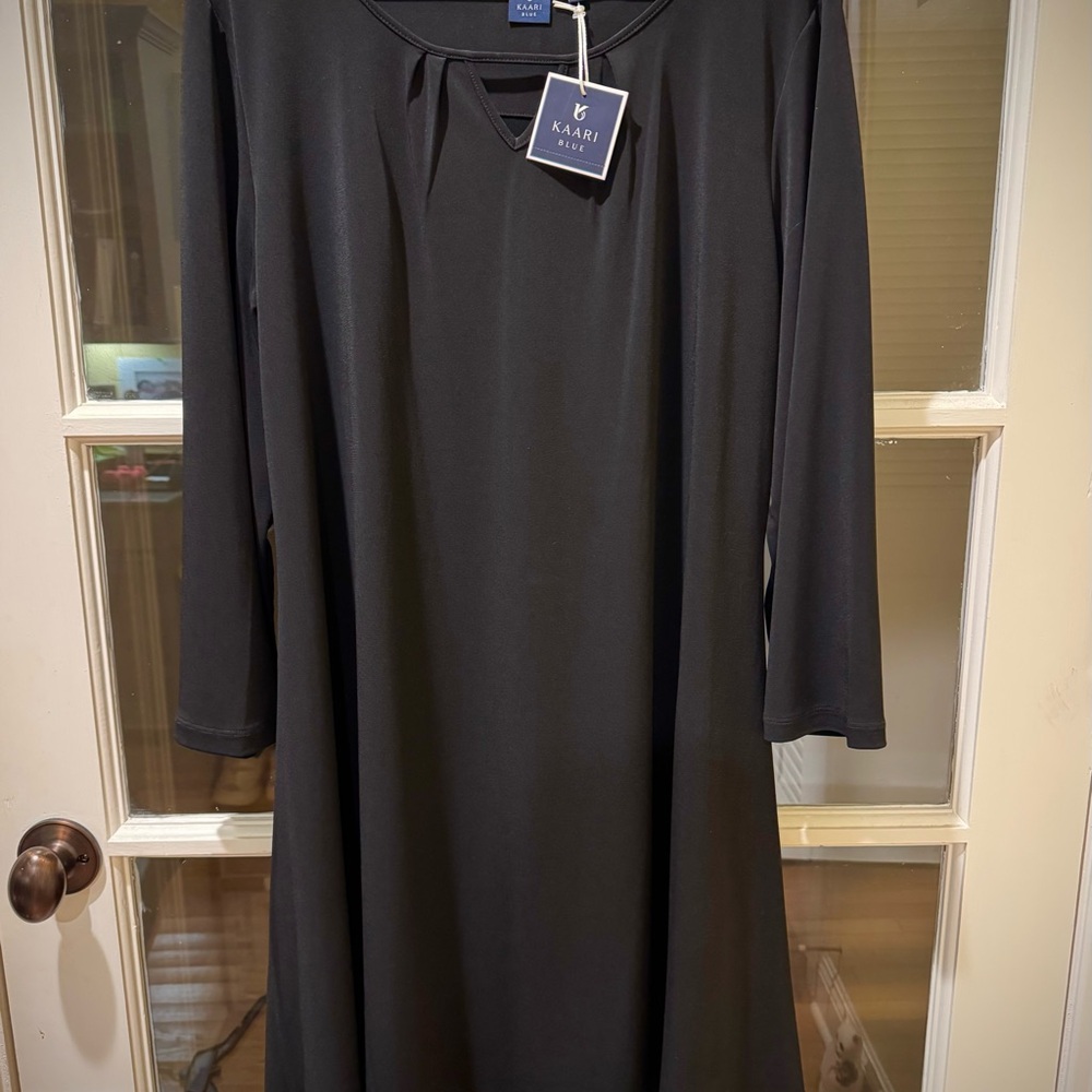 Kaari Blue Elegant Navy Long Sleeve Dress NWT